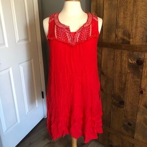 FREE PEOPLE dress with pockets. Red, size Medium
